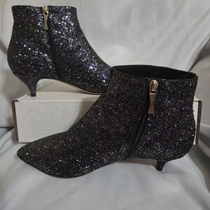 Kate Spade New York Sparkling Black Ankle Booties Women Size 8.5